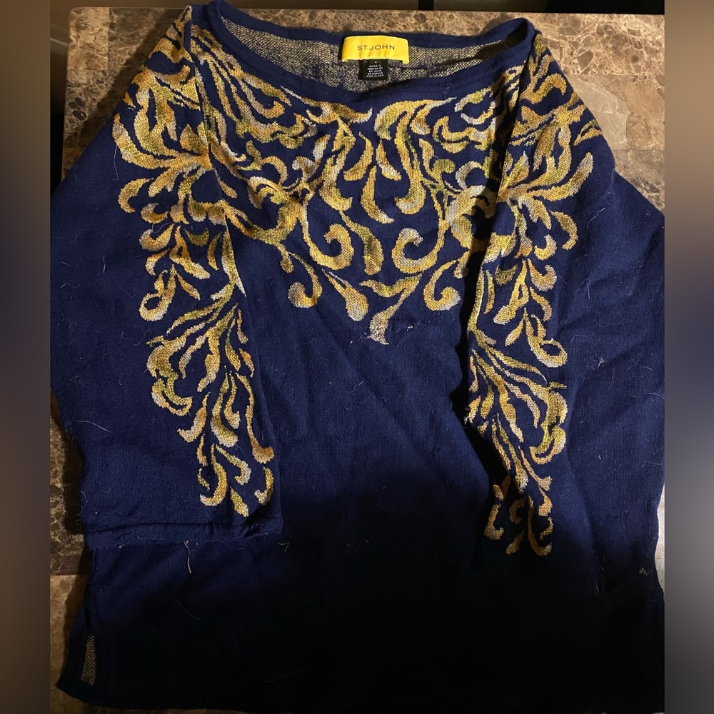 St. John Collection Blue and Gold Sweater
